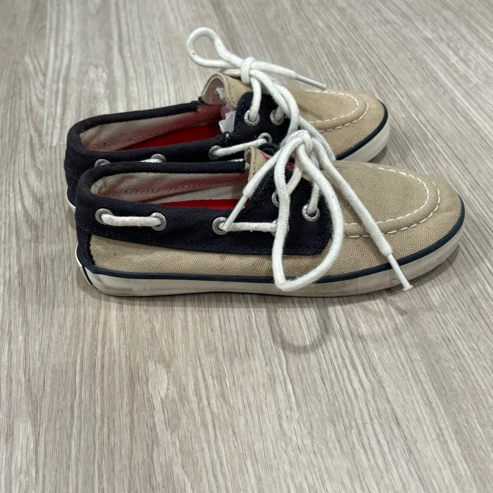 Polo by Ralph Lauren Tan and Black Kids Boat Shoes (size 10.5)